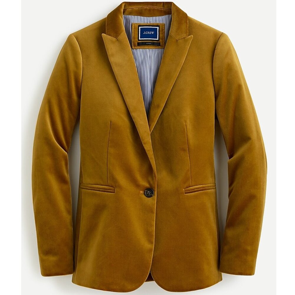 J Crew Women's Fall Parke Velvet Blazer Suit Jacket Ochre Brandy Sz 4